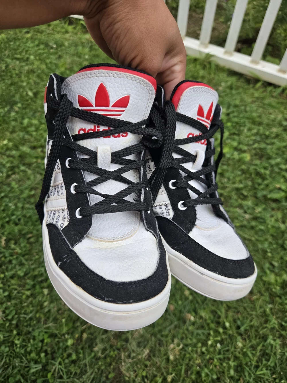 adidas Kids Black, White & Red High-Top Boots